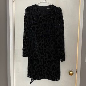 Express animal print black dress